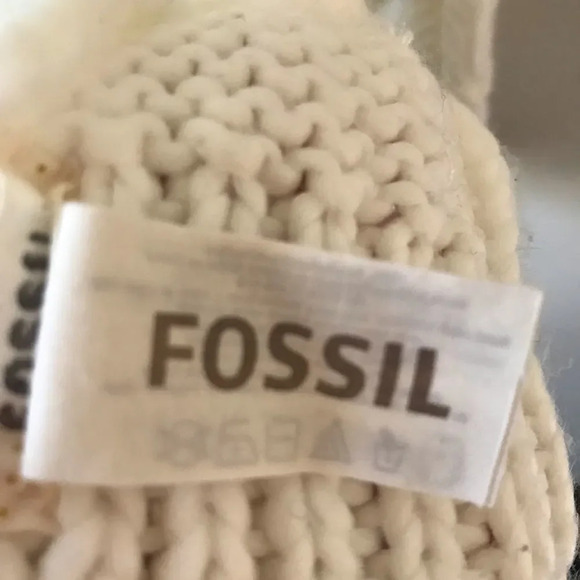 Fossil Winter White Cable Knit Scarf Cozy Warm Cabincore Lodge Ski Bunny Key - Picture 3 of 8